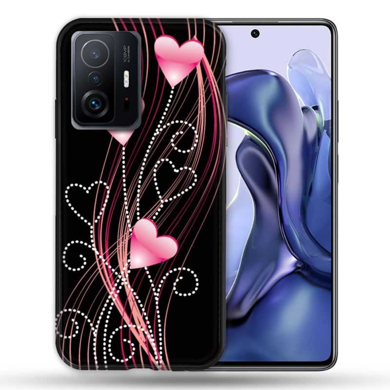 Coque Pour Xiaomi 11T / 11T Pro Amour Coeur Rose Montant sur Noir