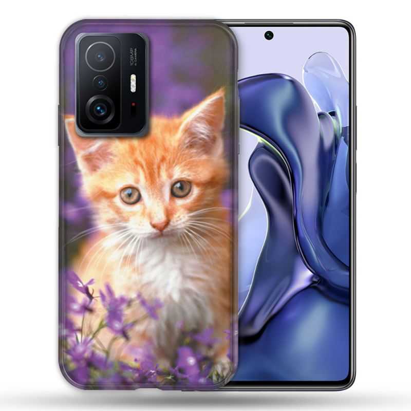 Coque Pour Xiaomi 11T / 11T Pro Animal Chat Violet