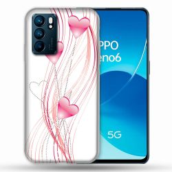 Coque Pour Oppo Reno 6 Amour Coeur Rose Montant sur Blanc