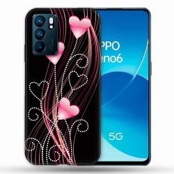 Coque Pour Oppo Reno 6 Amour Coeur Rose Montant sur Noir
