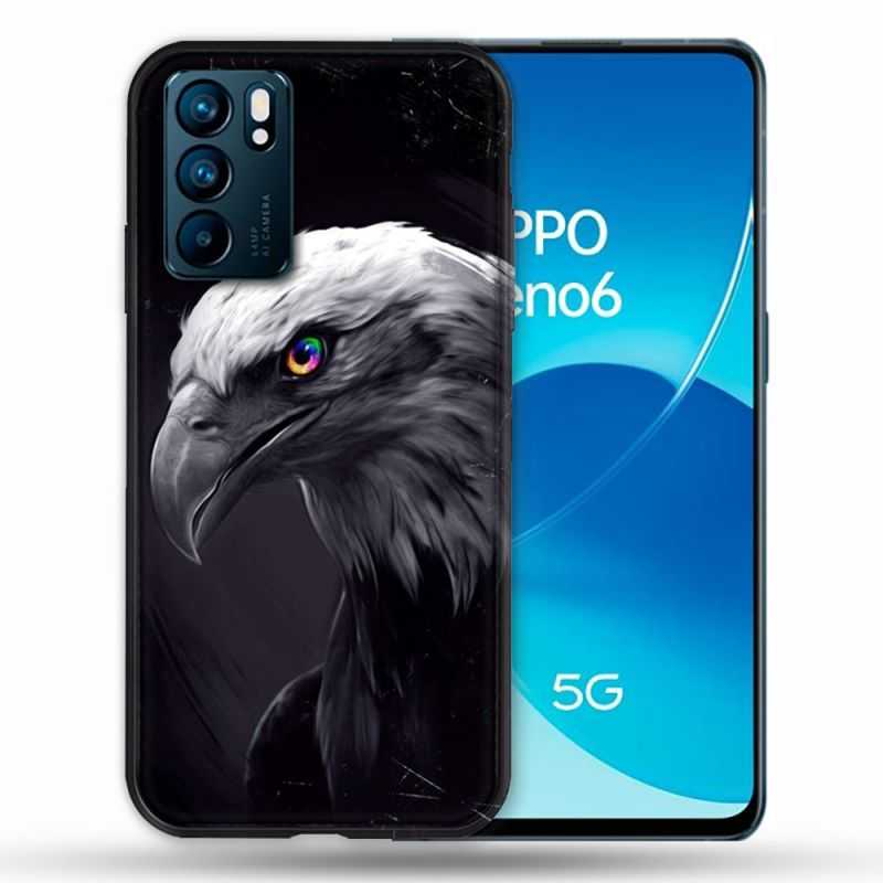 Coque Pour Oppo Reno 6 Animal Aigle Royal Noir