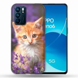 Coque Pour Oppo Reno 6 Animal Chat Violet