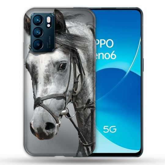 Coque Pour Oppo Reno 6 Animal Cheval Blanc