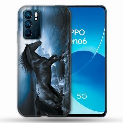 Coque Pour Oppo Reno 6 Animal Cheval Noir