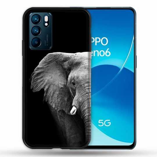 Coque Pour Oppo Reno 6 Animal Elephant Noir