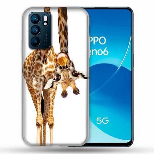 Coque Pour Oppo Reno 6 Animal Girafe Blanche