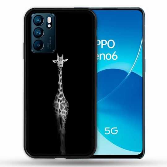Coque Pour Oppo Reno 6 Animal Girafe Noire