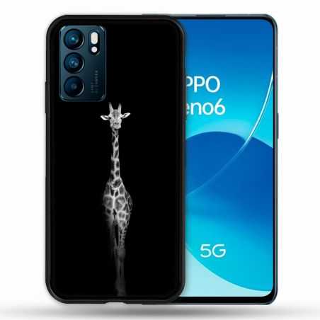 Coque Pour Oppo Reno 6 Animal Girafe Noire