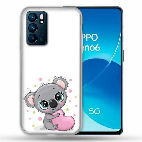 Coque Pour Oppo Reno 6 Animal Koala Cœur