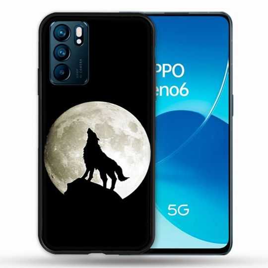 Coque Pour Oppo Reno 6 Animal Loup Noir
