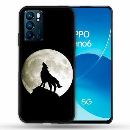 Coque Pour Oppo Reno 6 Animal Loup Noir
