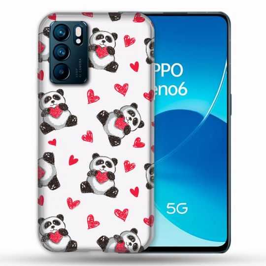 Coque Pour Oppo Reno 6 Animal Panda Cœur