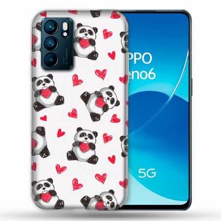 Coque Pour Oppo Reno 6 Animal Panda Cœur