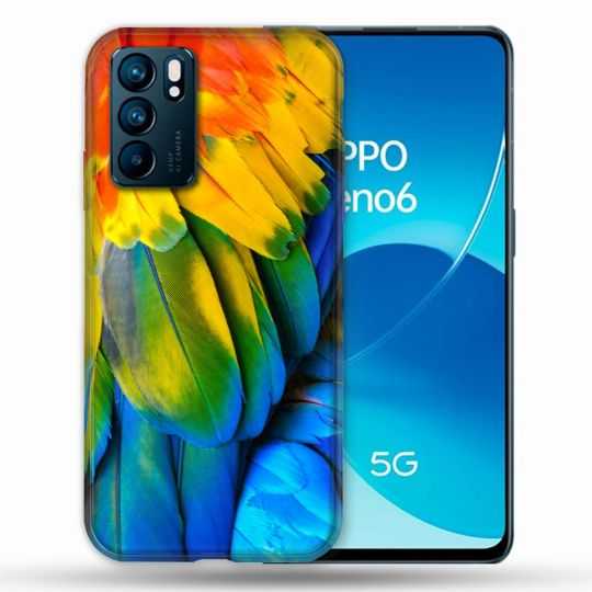 Coque Pour Oppo Reno 6 Animal Perroquet Plume