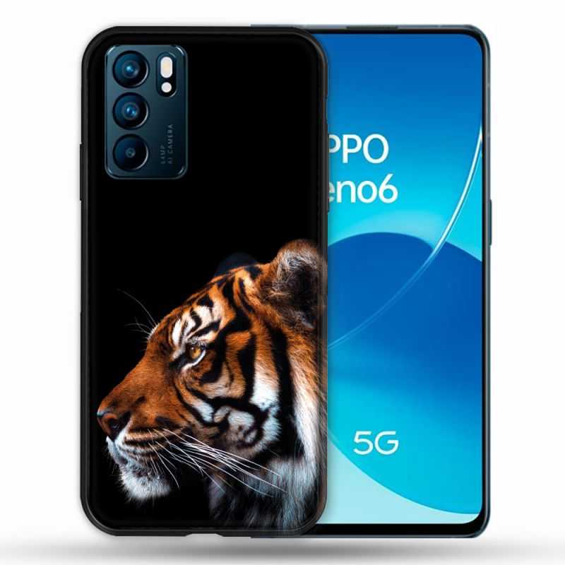 Coque Pour Oppo Reno 6 Animal Tigre Noir