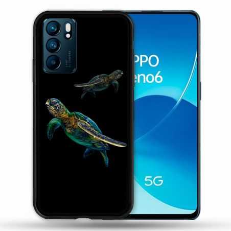 Coque Pour Oppo Reno 6 Animal Tortue Noire multicolore