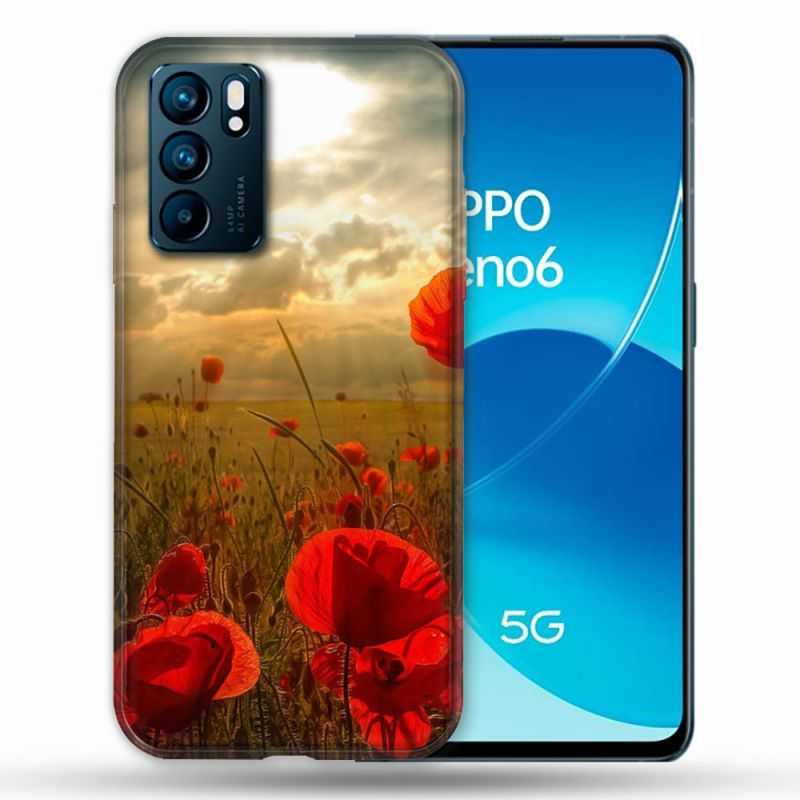 Coque Pour Oppo Reno 6 Fleur Coquelicot