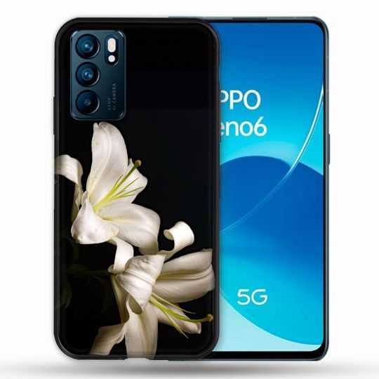 Coque Pour Oppo Reno 6 Fleur Lys Noir