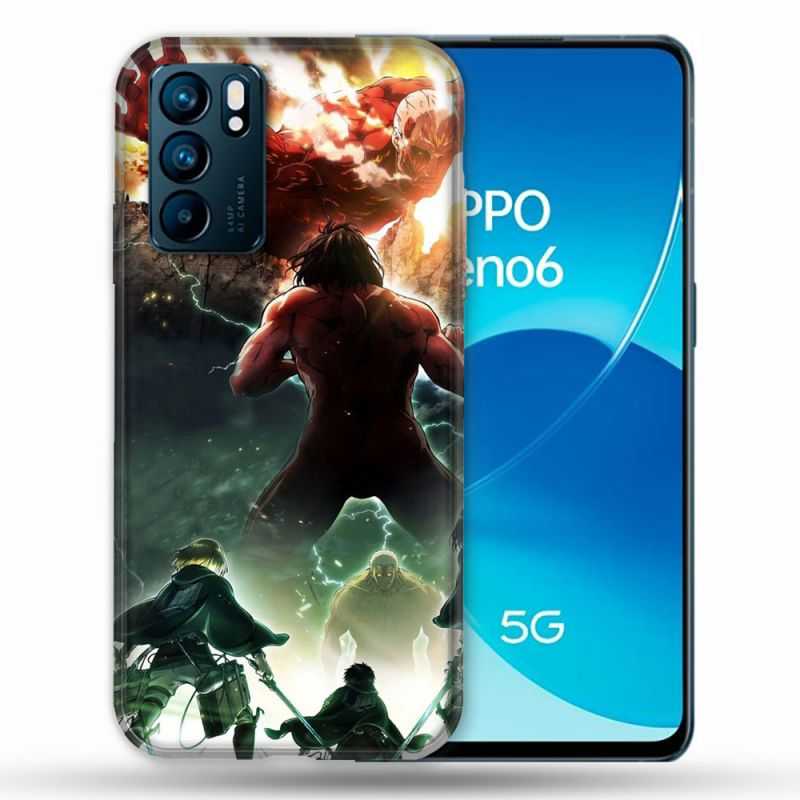 Coque Pour Oppo Reno 6 Manga Attaque Titans Combat