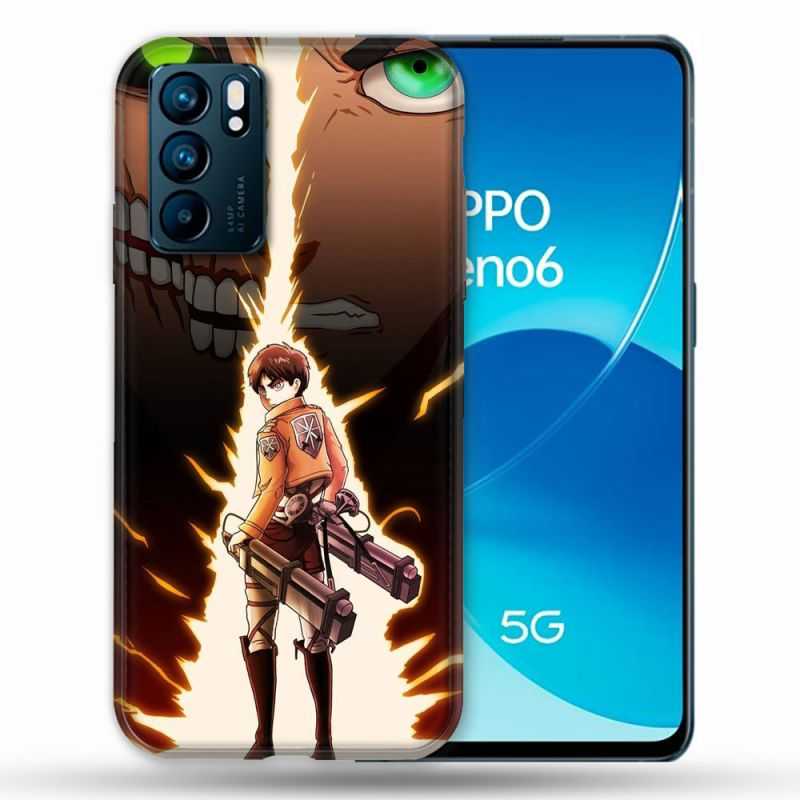 Coque Pour Oppo Reno 6 Manga Attaque Titans Eren Eclair