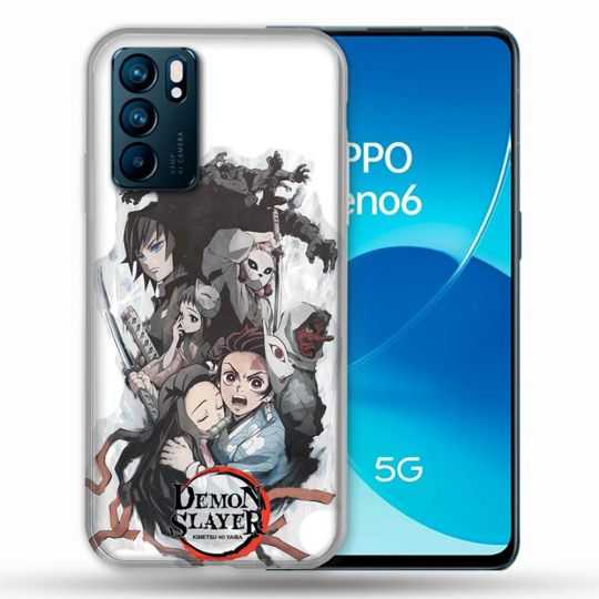 Coque Pour Oppo Reno 6 Manga Demon Slayer Blanc
