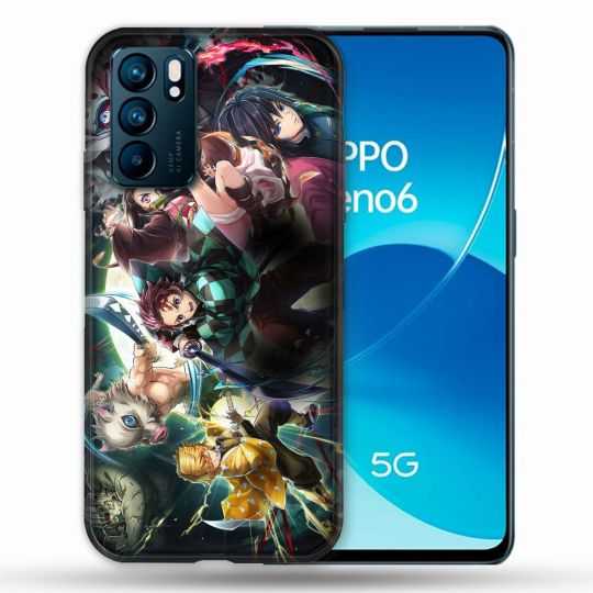Coque Pour Oppo Reno 6 Manga Demon Slayer Groupe