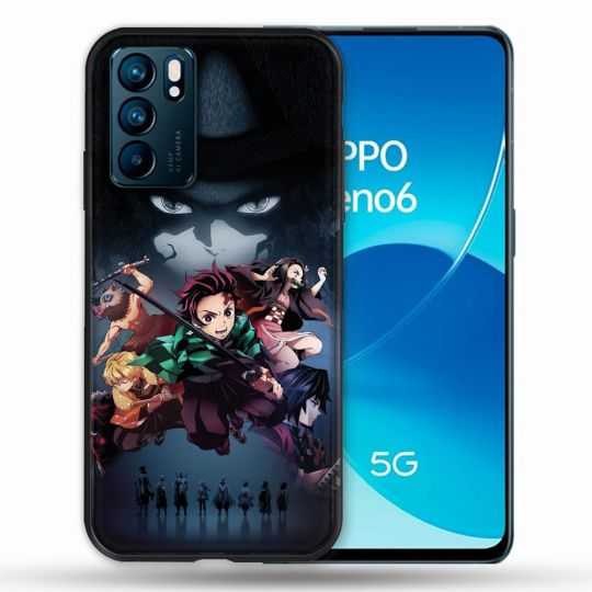 Coque Pour Oppo Reno 6 Manga Demon Slayer Noir