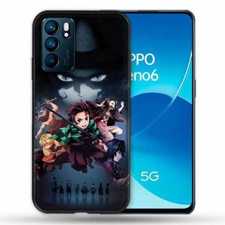 Coque Pour Oppo Reno 6 Manga Demon Slayer Noir
