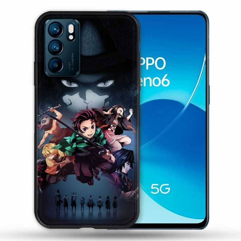 Coque Pour Oppo Reno 6 Manga Demon Slayer Noir