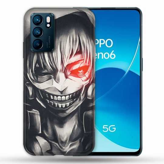 Coque Pour Oppo Reno 6 Manga Tokyo Ghoul Kaneki Noir
