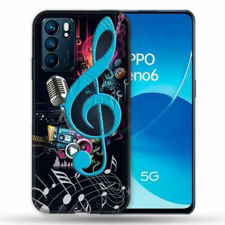 Coque Pour Oppo Reno 6 Musique Cle Sol Bleu
