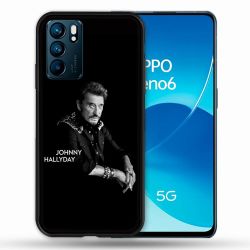 Coque Pour Oppo Reno 6 Musique Johnny Hallyday Noir