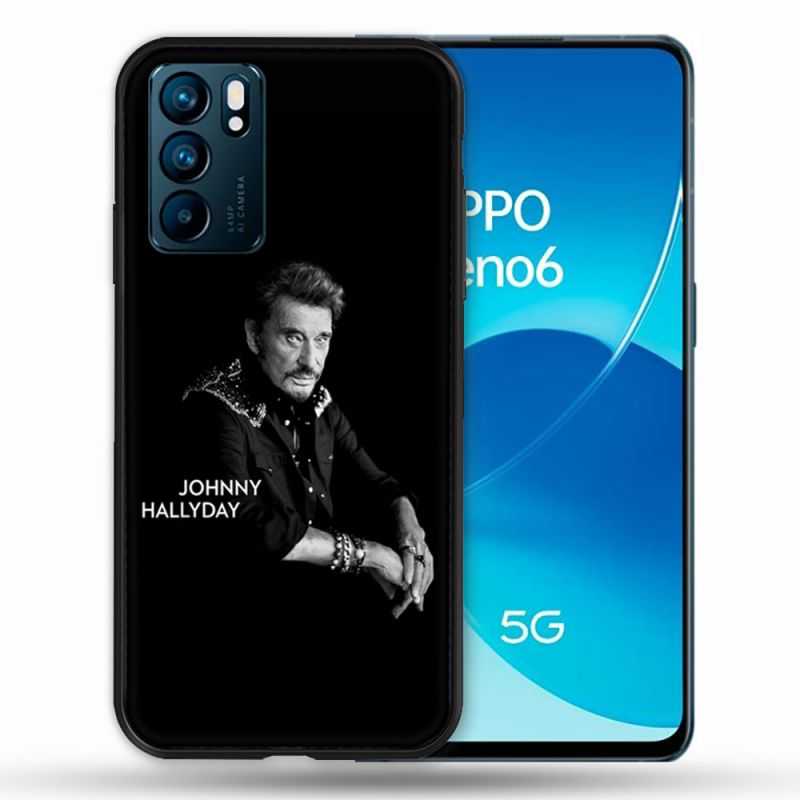 Coque Pour Oppo Reno 6 Musique Johnny Hallyday Noir