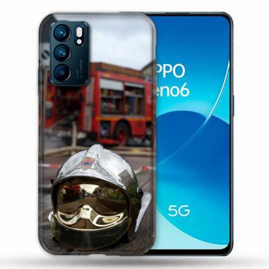 Coque Pour Oppo Reno 6 Pompier Casque Camion