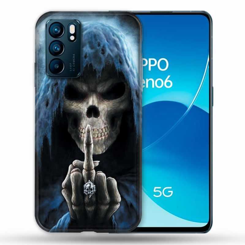 Coque Pour Oppo Reno 6 Tete de Mort Doigt