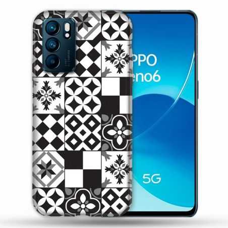Coque Pour Oppo Reno 6 Texture Carreau Ciment Noir