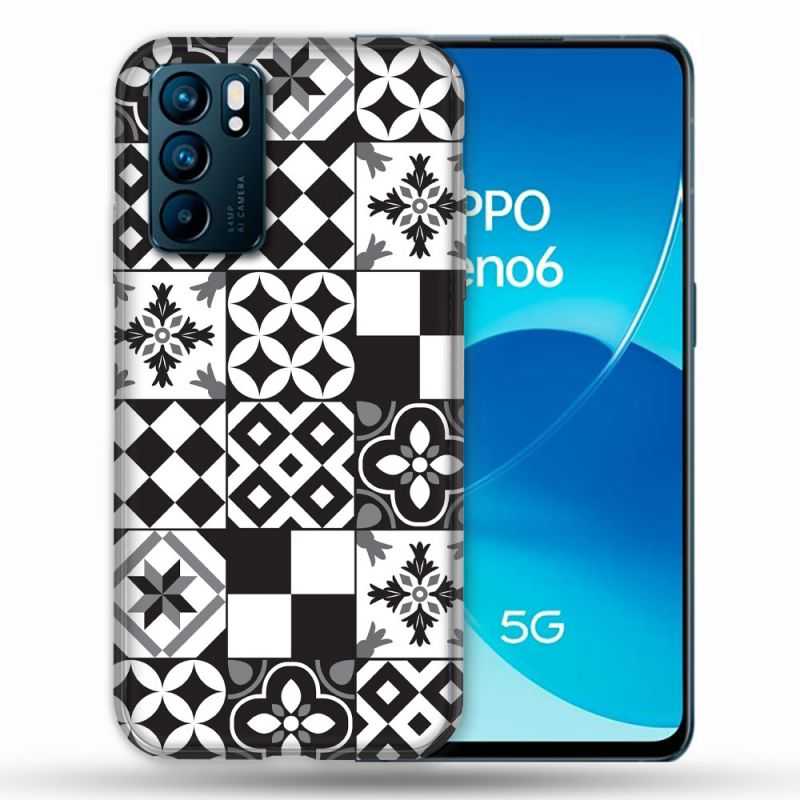 Coque Pour Oppo Reno 6 Texture Carreau Ciment Noir