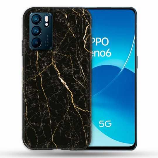 Coque Pour Oppo Reno 6 Texture Marbre Noir