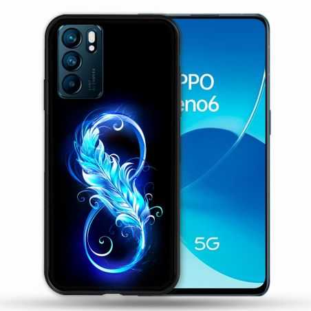 Coque Pour Oppo Reno 6 Texture Plume Infini Bleu