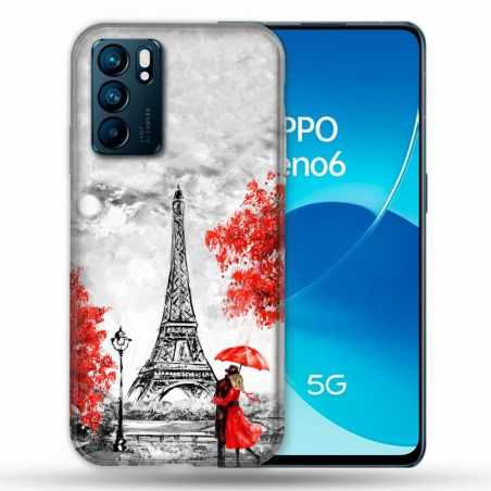Coque Pour Oppo Reno 6 Voyage France Paris Rouge