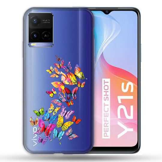 Coque Transparente Pour Vivo Y21 / Y21S / Y33S Papillon Multicolore