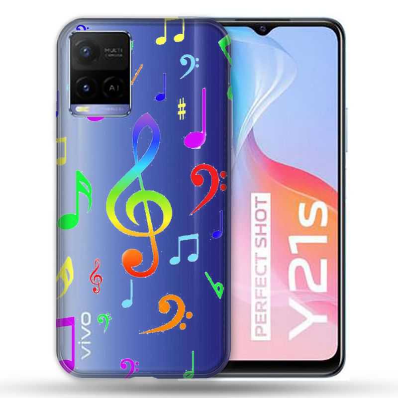 Coque Transparente Pour Vivo Y21 / Y21S / Y33S Note Musique Colore