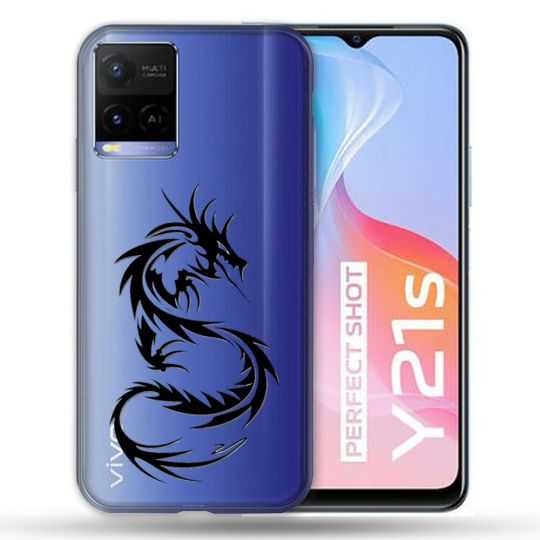 Coque Transparente Pour Vivo Y21 / Y21S / Y33S Dragon Noir