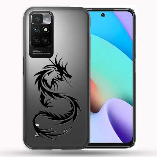 Coque Transparente Pour Xiaomi Redmi 10 Dragon Noir