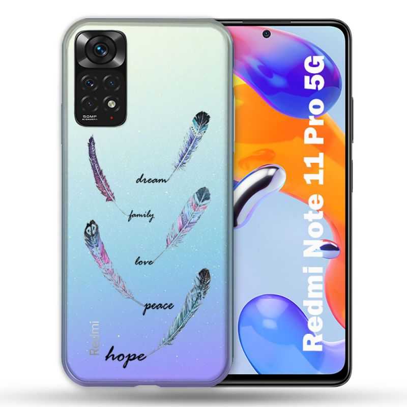 Coque Transparente Pour Xiaomi Redmi Note 11 / 11S Plume Couleur