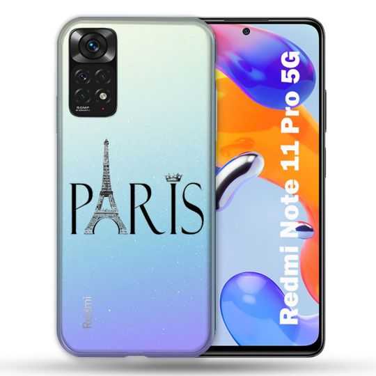 Coque Transparente Pour Xiaomi Redmi Note 11 / 11S Paris Noir
