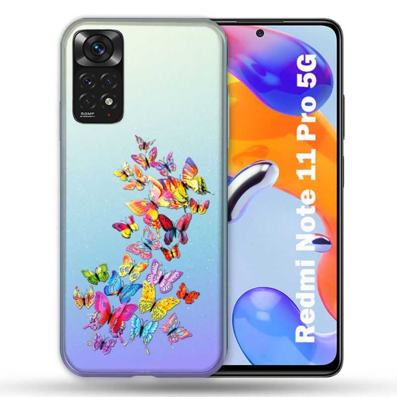 Coque Transparente Pour Xiaomi Redmi Note 11 / 11S Papillon Multicolore