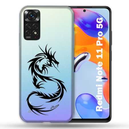 Coque Transparente Pour Xiaomi Redmi Note 11 / 11S Dragon Noir