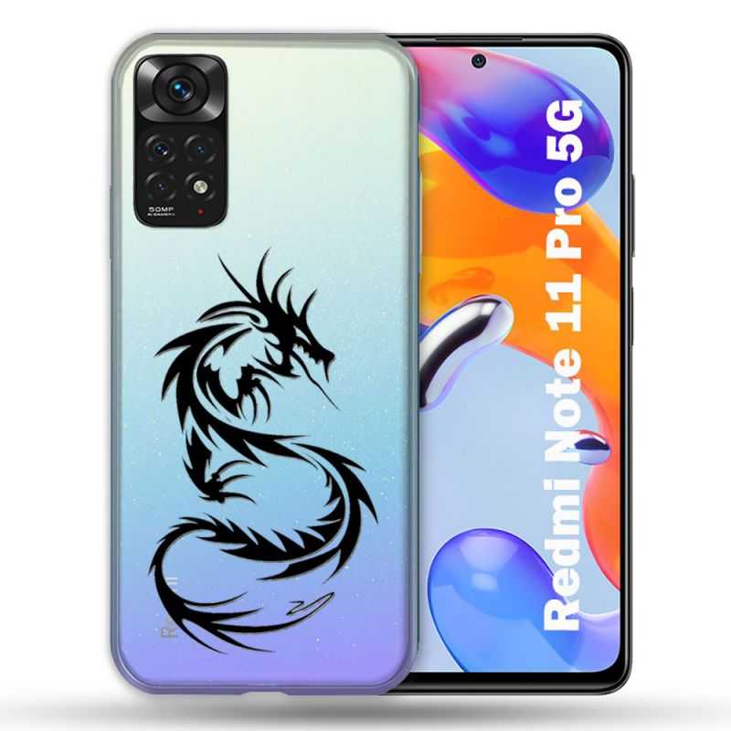 Coque Transparente Pour Xiaomi Redmi Note 11 / 11S Dragon Noir