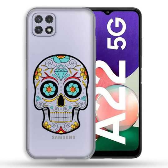 Coque Transparente Pour Samsung Galaxy A22 5G Tete Mort Color
